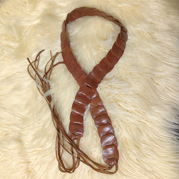 Leather belt, tie closure - Picture 1 of 2